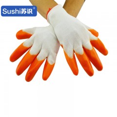 苏识 S-S030劳保浸胶尼龙防护手套PVC全挂 橘黄均码 12付/包 包 3440010