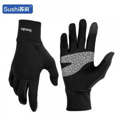苏识 冬季户外 男女运动触屏手套莱卡骑行保暖手套/双 黑色 L 3460040