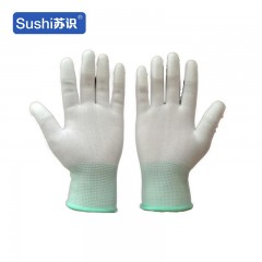 苏识 ST001 pu涂指手套白色浸胶浸指涂胶pu指防护涂层尼龙13针防滑 S 白色 3410039