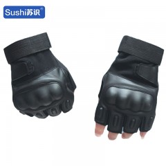 苏识 软壳黑鹰战术半指户外运动军迷登山作战格斗防割防滑手套 黑色XL 3460337