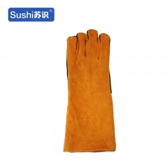 苏识 FHYW0002 牛皮加长电焊手套焊工隔热手套 通码黄色 副 3740019
