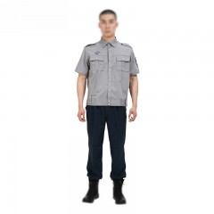 苏识 夏季小区物业服酒店保安制服 短袖全套 涤棉斜纹布 L 灰色 套3533381
