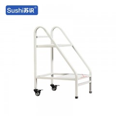苏识 YJ00066/2 静音手推车档案室型钢制推车登高梯 二层书梯【刹车轮】 2110045