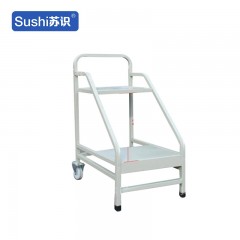 苏识 YJ00066/3 静音手推车档案室型钢制推车登高梯 二层书梯【静音轮/带前置刹车轮】 2110044