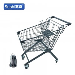 苏识 WJ0176 物业仓库理货小区商场超市购物车手推车 日本灰80L-电梯轮 斜坡电梯使用 一个 2110058