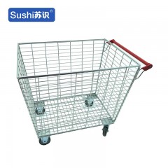 苏识 WJ0167 物业仓库理货金属超市购物车手推车 方斗车静音轮 一个 2110072
