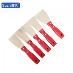 苏识 双色柄抛光油灰刀塑料柄铲刀批刀木柄双夹镜面 杰克不锈钢油灰刀5寸10把 4120107