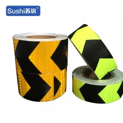 苏识 JS016 反光膜晶格箭头反光条 汽车车身反光贴汽车反光条 10cm*25m 黄黑小箭 1320133