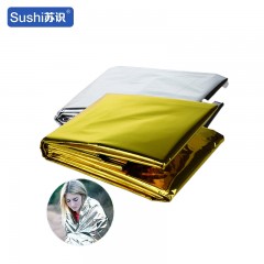苏识 急救毯应急保温毯防晒户外求生野营救生毯 140*210PET金+银 个 1810049
