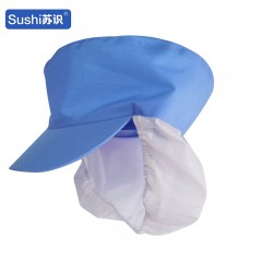 苏识 食品厂男女同款工厂车间卫生网兜帽 均码蓝色 3520463