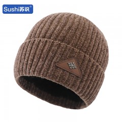 苏识 冬季新款毛线帽针织帽瓜皮帽 卡其 3360069