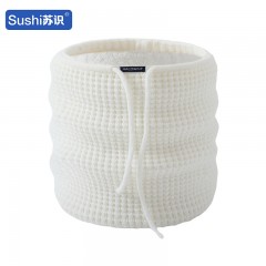 苏识 加绒保暖脖套 华夫格加厚毛线单圈系带脖套 白 3360014