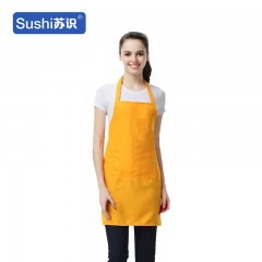 苏识SSLB0 35 简约单色套头涤纶围裙 后系带男女通用保洁服 防污去污(颜色:黄色)XXL 3510005