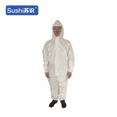 苏识 FHYW0065 一次性带帽连体防护服防疫实验室隔离衣无尘服 160(S) 白色 3550052