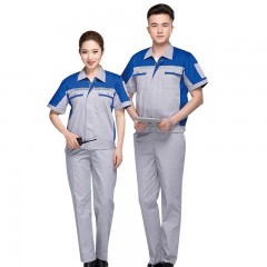 苏识SSLB013 2020新款男女款工装制服 夏季工厂车间劳保服 多色可选 吸湿排汗(颜色:灰色配蓝色套装)165 3530780