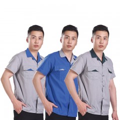 苏识SSLB009 夏装短袖劳保工作服上衣半袖汽修服 腈纶(颜色:水洗棉浅蓝半袖上衣)XL 3530843