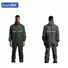 苏识 连体雨衣防水防雨防油防尘服喷漆防护服劳保连体工作服 190 深绿色 套 3520268