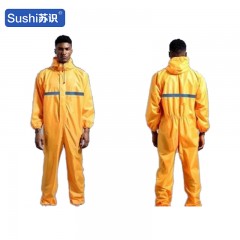 苏识 连体雨衣防水防雨防油防尘服喷漆防护服劳保连体工作服 185 黄色 套 3520249