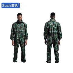 苏识 连体雨衣防水防雨防油防尘服喷漆防护服劳保连体工作服 190 迷彩不带防反光条 套 3520274
