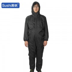 苏识 连成人连体雨衣防雨防油防尘喷漆连体工作服套装雨衣 190 黑色 套 3520280