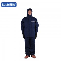 苏识 牛仔冷库棉服套装冷库工作服冷链棉服防寒服套装 牛仔蓝 1套 M 3520188