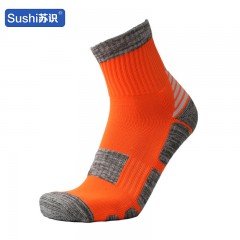 苏识 户外袜 毛巾底加厚款登山徒步运动袜吸汗保暖秋冬款 10双 荧光橙 3130108