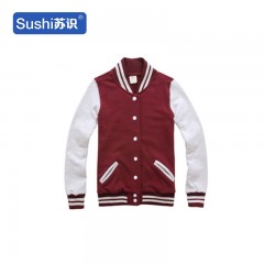 苏识 YFB-0089 冬季长袖棒球工作服卫衣外套 XXL 酒红浅灰 3531883