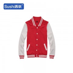苏识 YFB-0090 冬季长袖棒球工作服卫衣外套 L 大红浅灰 3531881