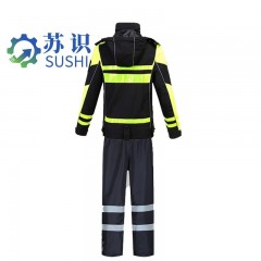 苏识 YNDW091 黑色拼光黄户外反光雨衣雨裤套装双层加厚套装 s-xxxxl 3540217