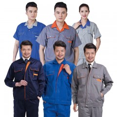 苏识SSLB016 春秋长袖工作服男女套装短袖劳保工程服定制厂服印字logo (颜色:艳蓝橘红块长袖上衣)M 件 3532147