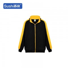 苏识 YFB-0114 绒衫卫衣加厚工作服保暖长袖 XL 黑色黄领 件 3532349