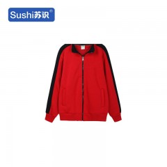 苏识 YFB-0117 绒衫卫衣加厚工作服保暖长袖 XXXL 红色黑领 件 3532329