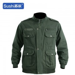 苏识 XJ050 工作服套装劳保服防烫耐磨工装 军绿斜纹套装 4XL【190~210斤】 3532724