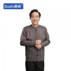苏识 FHYW0079/15 羊毛衫保暖外套毛衣加厚加绒针织开衫 3XL 160斤—190斤 圆领加绒驼色 3532790