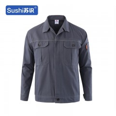 苏识 NWZG-LB017 春秋反光条工作服棉铁路建设施工劳保服 深灰、浅灰、白灰（国标）160/S-190/8XL 一套 3532780