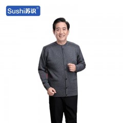 苏识 FHYW0079/10 羊毛衫保暖外套毛衣加厚加绒针织开衫 3XL 160斤—190斤 圆领加绒灰色 3532795
