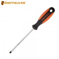 钢盾 SHEFFIELD S056108 双色柄一字螺丝刀 5x125mm 平行螺丝刀 改锥螺丝批 带磁性 平口起子