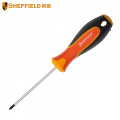 钢盾 SHEFFIELD S059002 螺丝刀 十字起子 带磁螺丝刀 梅花螺丝刀 三色柄十字螺丝刀PH0x100mm