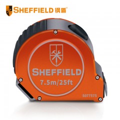 钢盾 SHEFFIELD S077575 铝合金自锁卷尺7.5m 钢卷尺木工尺子自动锁高精度设计师测量工具