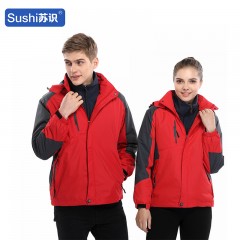 苏识 长袖加厚文化衫活动冲锋衣公司企业厂服工作服秋冬印字 三合一大红5XL