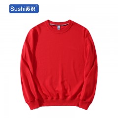 苏识 落肩圆领卫衣印字班服文化衫高端企业工作服 红色XL