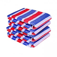 苏识 双层覆膜彩条挡雨布 GSCT001 30×10m 蓝红白三色条纹 100±5g/m2 张