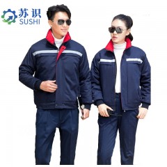 苏识 YNDW263 冬季御寒保暖反光条上衣加绒裤（经典夹克款） 藏蓝色 尺寸：S-4XL