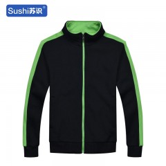 苏识 冬季摇粒绒卫衣加厚工作服保暖长袖文化服装印字 黑色绿领S