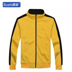 苏识 冬季摇粒绒卫衣加厚工作服保暖长袖文化服装印字 黄色黑领2XL