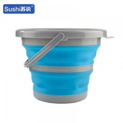 苏识 5L橡胶折叠桶 户外大号可折叠便携 灰蓝色 个 4160083