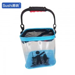 苏识 8L塑料折叠桶 钓鱼车载打水洗车渔具垂钓 蓝色 个 4160108