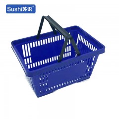苏识 塑料购物筐 超市卖场大号内置手柄48*33*26cm 25个/箱 蓝色（个）2210091