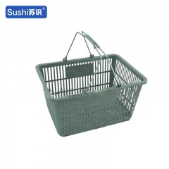 苏识 手提购物篮 超市卖场金属包胶镂空45*33*25cm 灰色（个）2210138