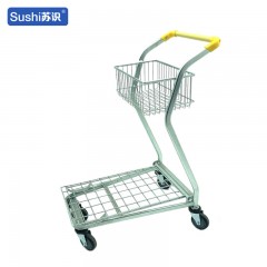 苏识 双层手推车 超市手推购物车日式双层提篮车 水果车75*43*99cm（辆）2110149